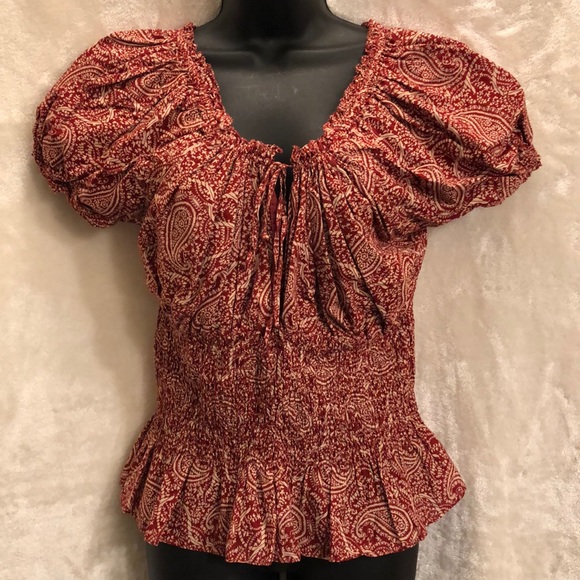 LAUREN JEANS COMPANY Tops - LAUREN JEANS CO 🌹 COTTON PAISLEY PEPLUM TOP XL